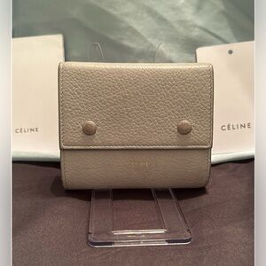 Vintage Celine Grey & Pink Leather Trifold Wallet
